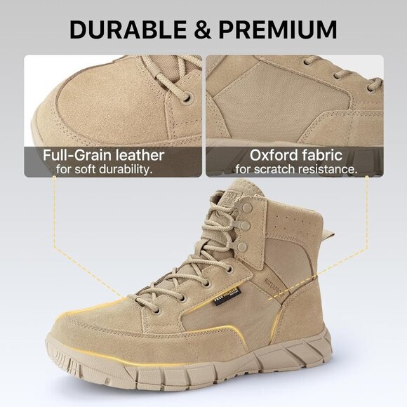 〽️Men\'s Tan Free Soldier Durable Waterproof Lightweight Tactical Work Boots main image 8